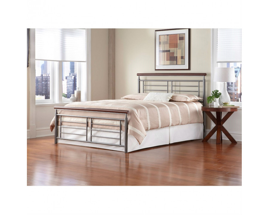 FaFurn - Full Size Bed Frame in Cherry, Metal