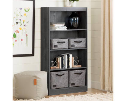 FaFurn - Modern 4-Shelf Bookcase in Gray/Black, Wood