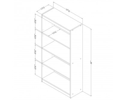 FaFurn - Modern 4-Shelf Bookcase in Gray/Black, Wood