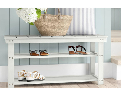 FaFurn - Wooden 2-Shelf Shoe Rack Storage Bench