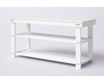 FaFurn Wooden 2-Shelf Shoe Rack Storage Bench - White