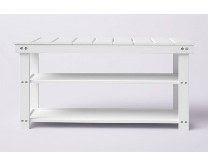 FaFurn Wooden 2-Shelf Shoe Rack Storage Bench - White