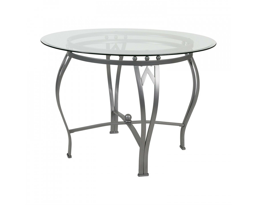 FaFurn - 45" Dining Table with Silver Frame in Glass