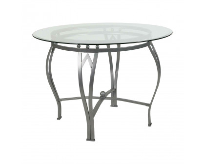 FaFurn - 45" Dining Table with Silver Frame in Glass