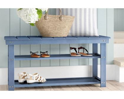 FaFurn - Wooden 2-Shelf Shoe Rack Storage Bench