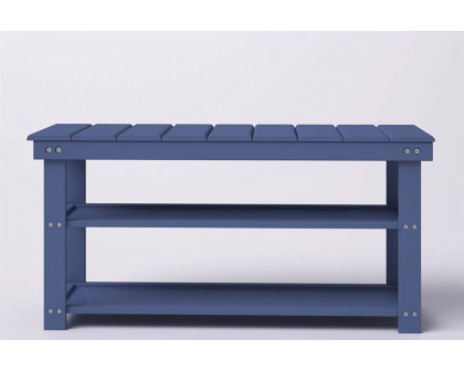 FaFurn Wooden 2-Shelf Shoe Rack Storage Bench - Blue