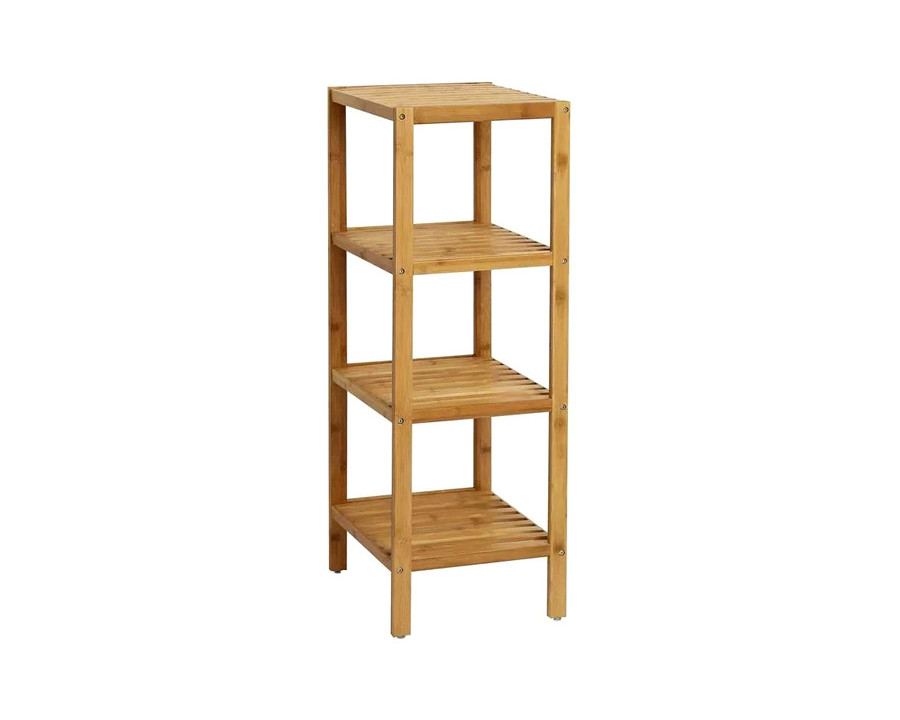 FaFurn - Solid Wood 4-Tier Bathroom Storage Shelving Unit