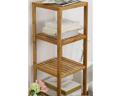 FaFurn - Solid Wood 4-Tier Bathroom Storage Shelving Unit