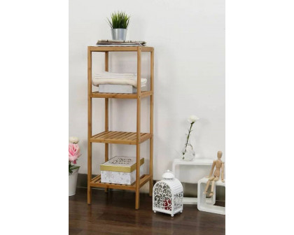 FaFurn - Solid Wood 4-Tier Bathroom Storage Shelving Unit