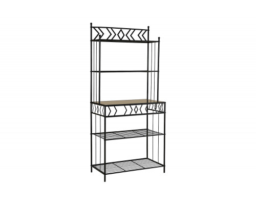 FaFurn - Kitchen Bakers Rack in Black Metal with Marble Finish Top