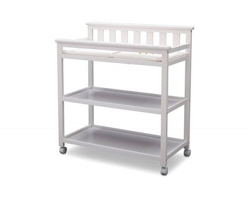 FaFurn - Modern White Baby'S First 2 Shelf Changing Table with Wheels