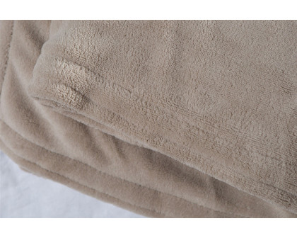 FaFurn - Full Size Tan Linen Beige Microplush Warming Electric Blanket with Digital Controller