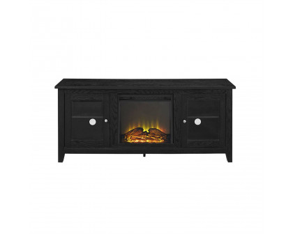 FaFurn - 2-in-1 TV Stand with Electric Fireplace Heater in Black, Wood