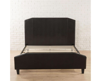 FaFurn - Full Size Platform Bed Frame with Headboard/Footboard in Espresso, Leather