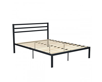 FaFurn Full Size Platform Bed Frame with Headboard - Black, Metal