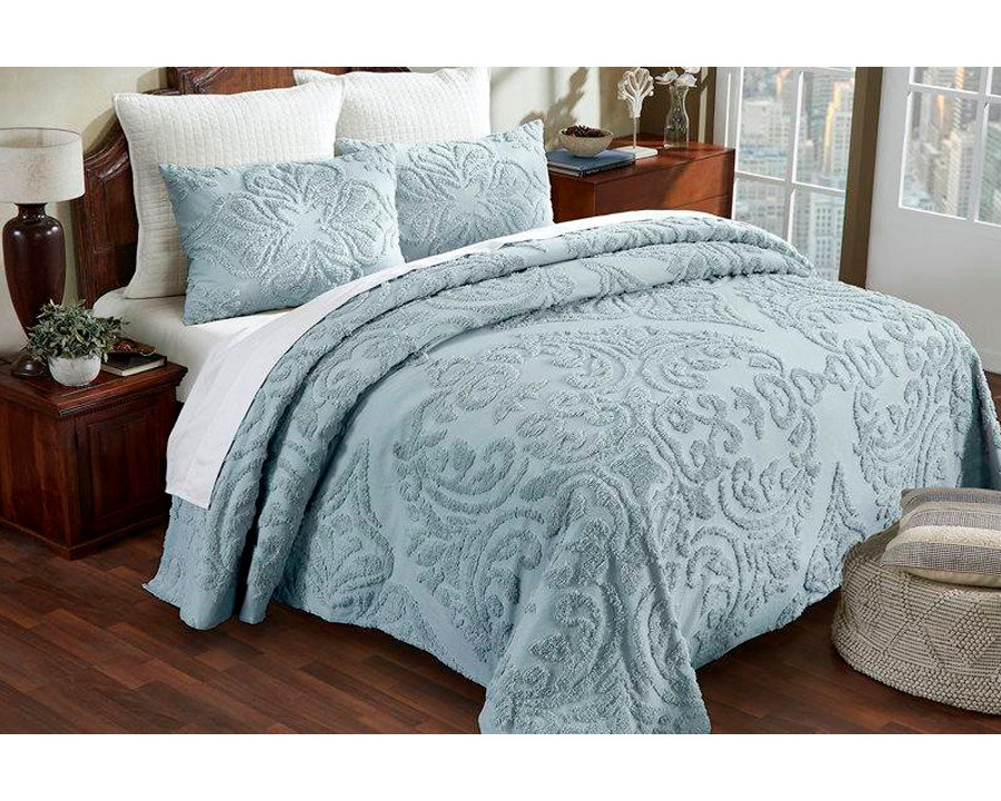 FaFurn Full Size 3-Piece Coverlet Bedspread Set - Blue, Cotton