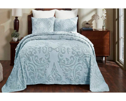 FaFurn Full Size 3-Piece Coverlet Bedspread Set - Blue, Cotton