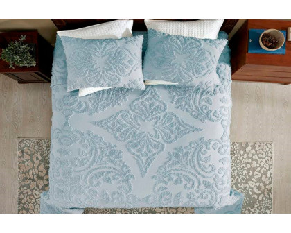 FaFurn Full Size 3-Piece Coverlet Bedspread Set - Blue, Cotton