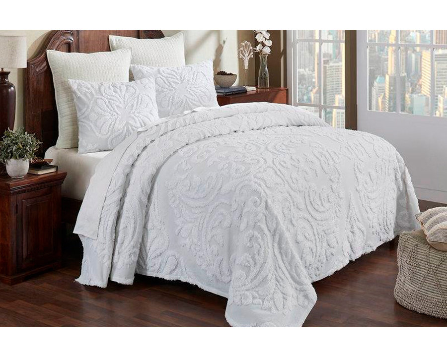 FaFurn Full Size 3-Piece Coverlet Bedspread Set - White, Cotton