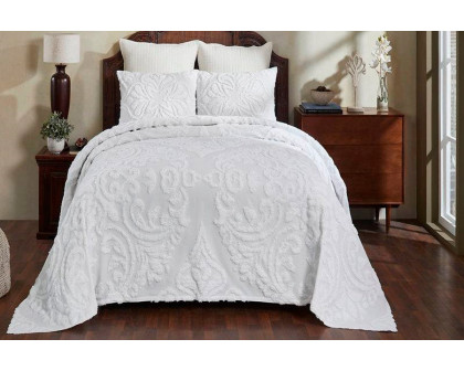 FaFurn Full Size 3-Piece Coverlet Bedspread Set - White, Cotton