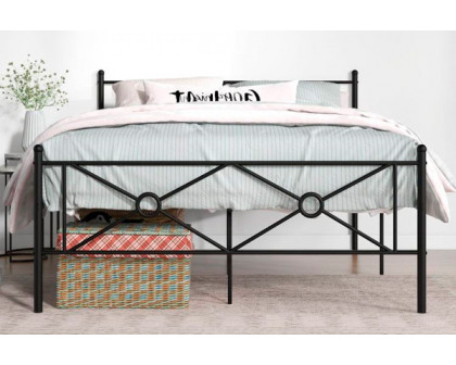 FaFurn Modern Full Size Platform Bed with Headboard and Footboard - Black, Metal