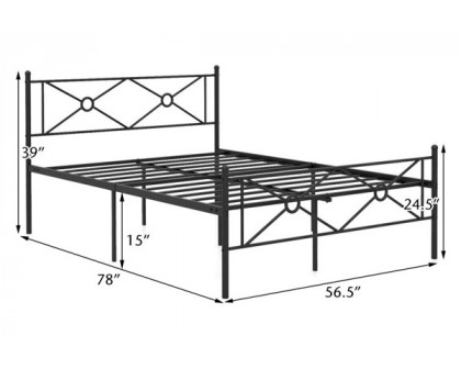 FaFurn Modern Full Size Platform Bed with Headboard and Footboard - Black, Metal