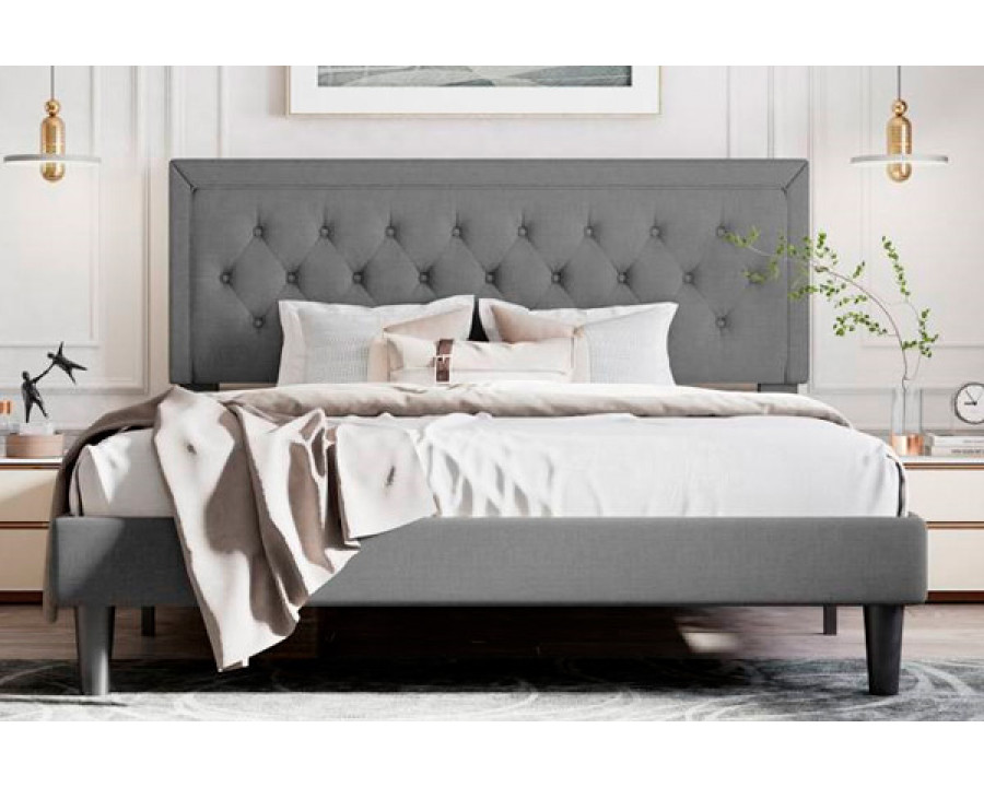 FaFurn - Platform Bed with Button-Tufted Headboard (DGLNPBHD4758316)