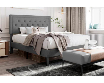 FaFurn - Platform Bed with Button-Tufted Headboard (DGLNPBHD4758316)