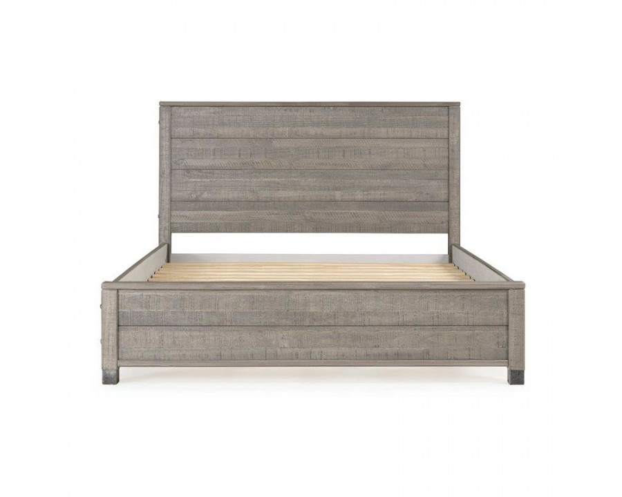 FaFurn - Full Size Platform Bed Frame with Headboard in Gray, Wood