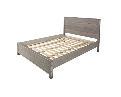 FaFurn - Full Size Platform Bed Frame with Headboard in Gray, Wood