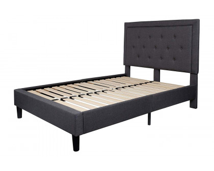 FaFurn - Upholstered Platform Bed Frame with Button Tufted Headboard