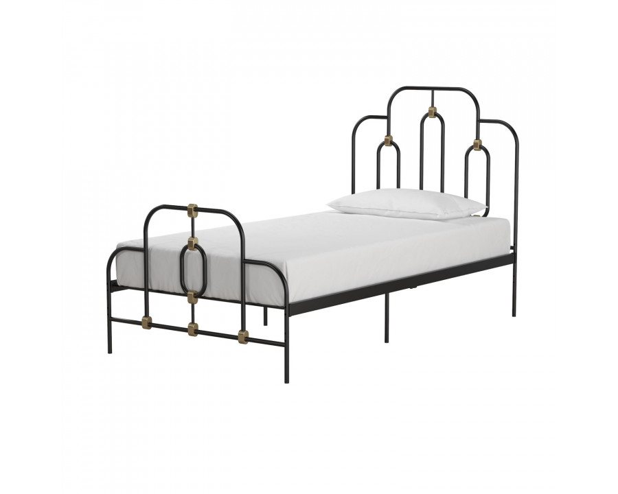 FaFurn Adjustable Full Size Platform Bed Frame - Black/Gold, Metal