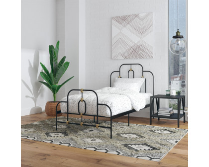 FaFurn Adjustable Full Size Platform Bed Frame - Black/Gold, Metal