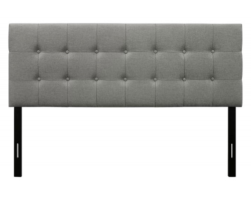 FaFurn Contemporary Button-Tufted Headboard in Upholstered Fabric - Gray, Full Size