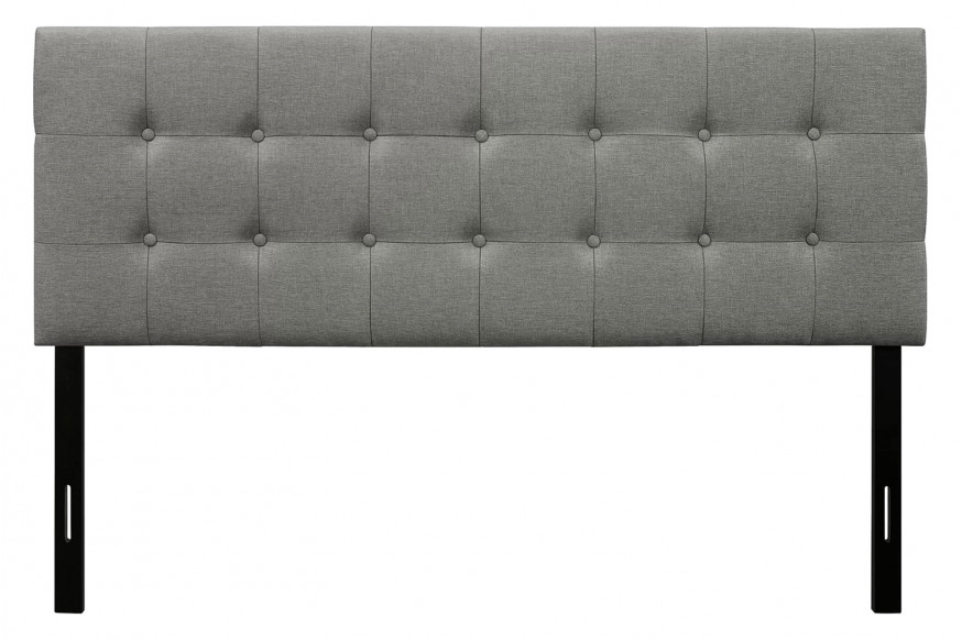 FaFurn™ Contemporary Button-Tufted Headboard in Upholstered Fabric - Gray, Full Size