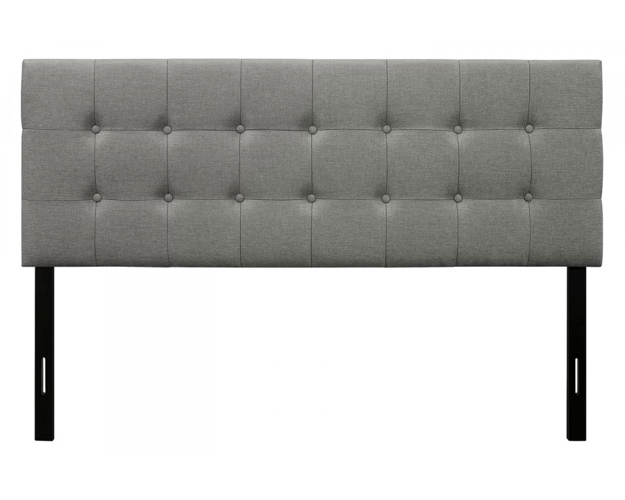 FaFurn Contemporary Button-Tufted Headboard in Upholstered Fabric - Gray, Full Size