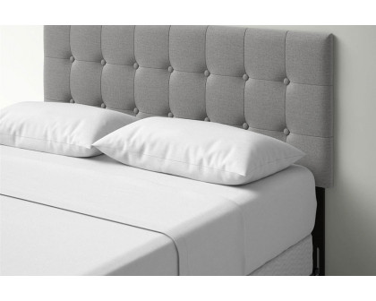 FaFurn™ Contemporary Button-Tufted Headboard in Upholstered Fabric - Gray, Full Size