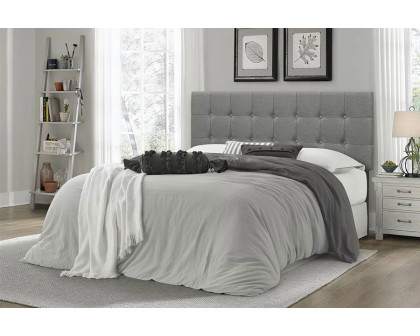 FaFurn™ Contemporary Button-Tufted Headboard in Upholstered Fabric - Gray, Full Size