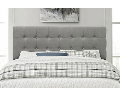 FaFurn™ Contemporary Button-Tufted Headboard in Upholstered Fabric - Gray, Full Size