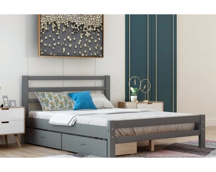 FaFurn Low Profile 2 Drawer Storage Platform Bed - Gray, Full Size