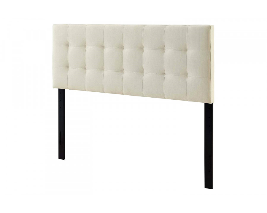 FaFurn - Full Size Ivory Linen Fabric Upholstered Tufted Headboard