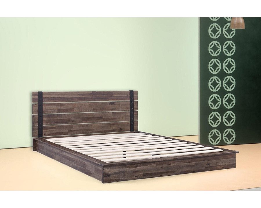 FaFurn Farmhouse Wood Industrial Low Profile Platform Bed Frame - Full Size