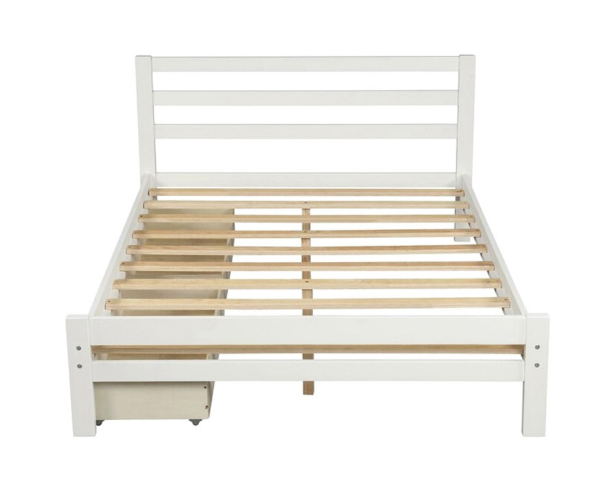 FaFurn Low Profile 2 Drawer Storage Platform Bed - White, Full Size