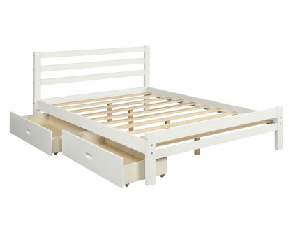 FaFurn Low Profile 2 Drawer Storage Platform Bed - White, Full Size