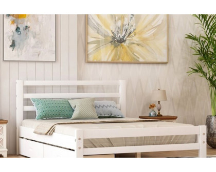 FaFurn Low Profile 2 Drawer Storage Platform Bed - White, Full Size