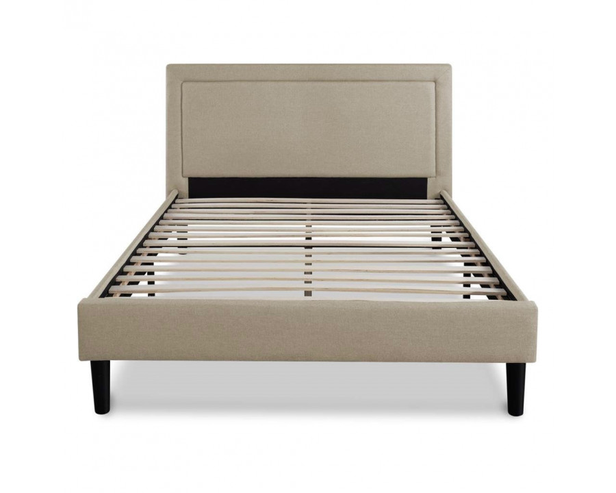 FaFurn Full Size Platform Bed Frame with Classic Headboard - Taupe