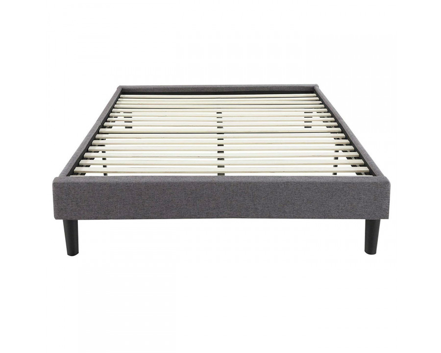 FaFurn - Full Size Platform Bed Frame with Padded Gray Upholstery