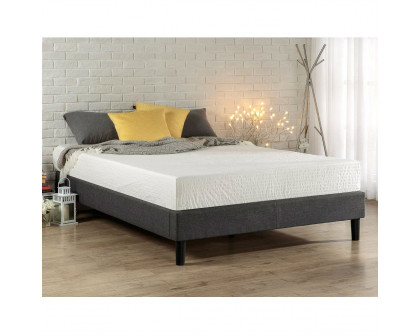 FaFurn - Full Size Platform Bed Frame with Padded Gray Upholstery