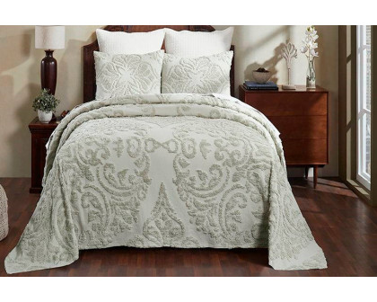 FaFurn Full Size 3-Piece Coverlet Bedspread Set - Sage, Cotton