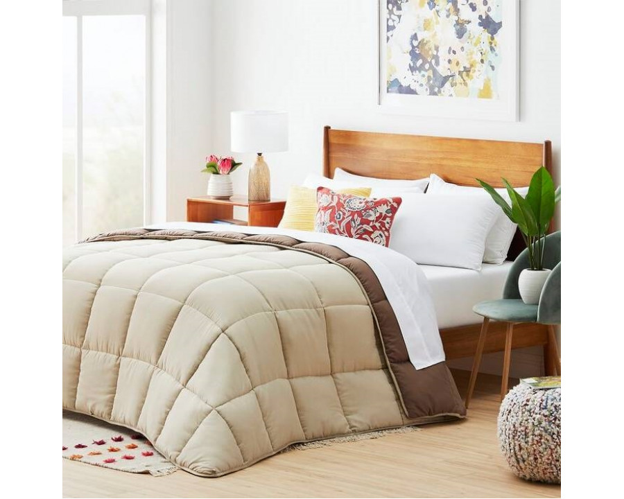 FaFurn Reversible Full Size Comforter Set - Beige/Brown, Polyester